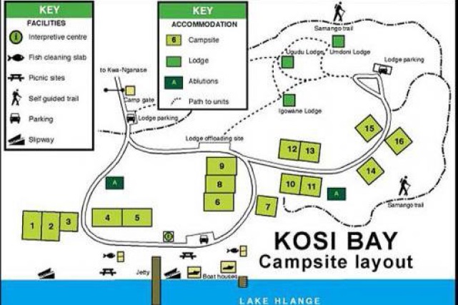 Kosi Bay Campsite layout